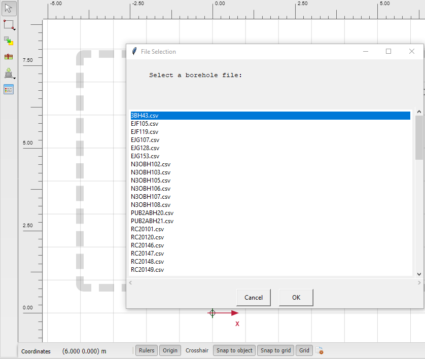 Example Selection of Borehole File